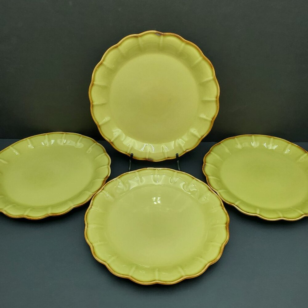 Casafina Autumn Waves Celery Green Salad Plates Casa Stone Luncheon Plates